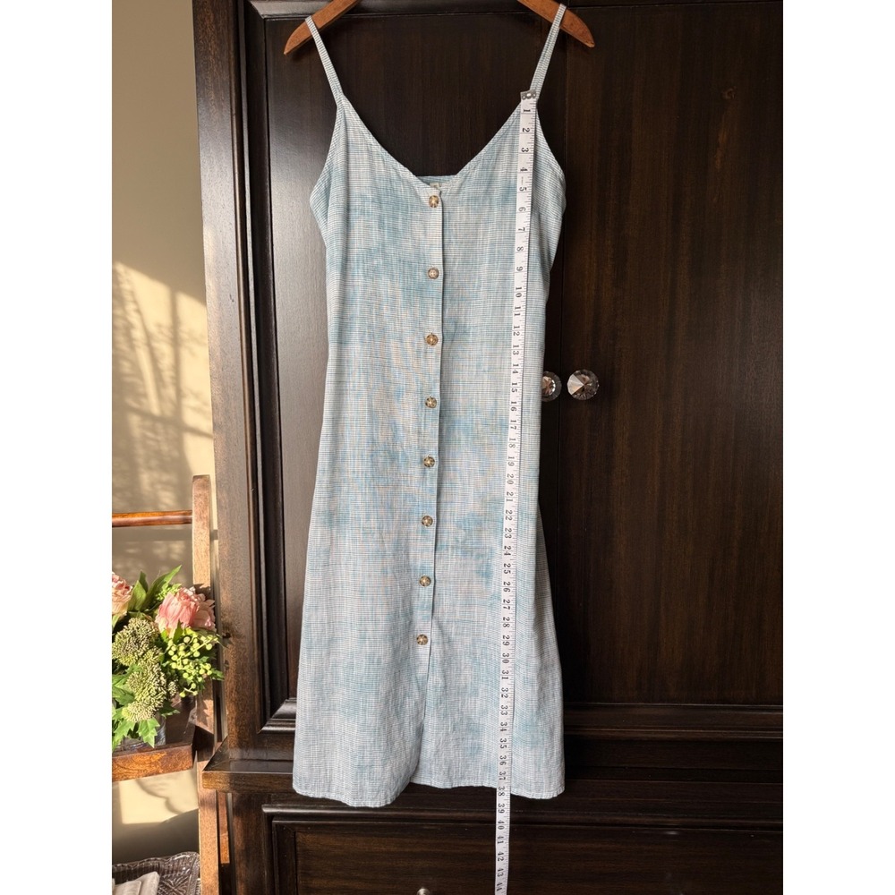 Roxy Cotton Button Front Slip Dress Stripe Midi Spaghetti‎ Strap S Minimal - Picture 11 of 16